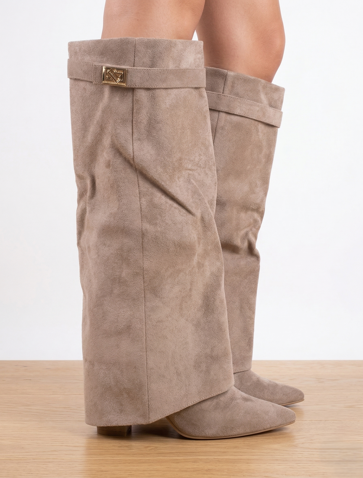 Suede ankle boots in beige