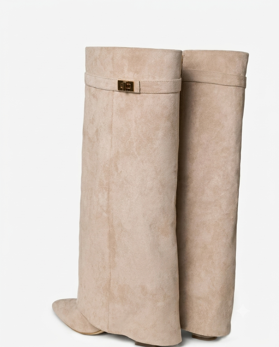 Suede Ankle Boots — Beige