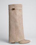 Suede Ankle Boots — Beige