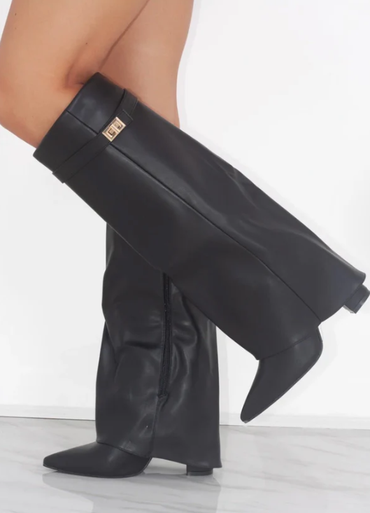 Black leather ankle boots